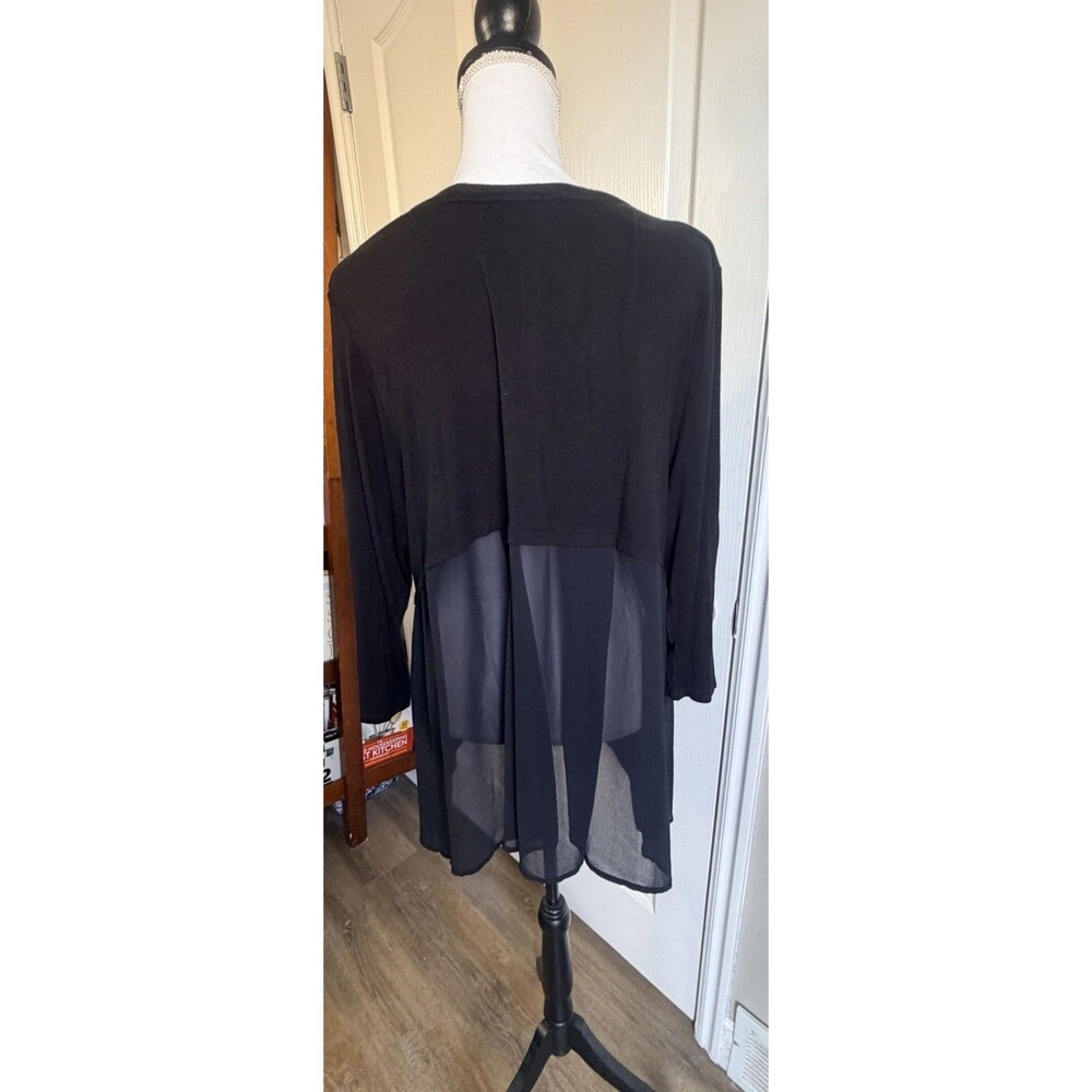 Lane Bryant Black Top‎ Womens 18/20 Sheer Chiffon Back Hi Lo Plus Size Blouse